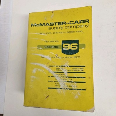 Vintage 1996 McMaster-Carr Supply Company Catalog, Chicago, IL, 2000+ Pages