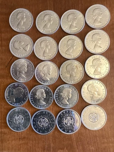 1964 Roll Of 20 Pl Canadian Silver Dollars