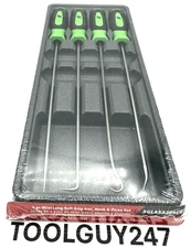 SNAP ON TOOLS USA SGLASA204C G 4 Pc GREEN Long Soft Grip Pick Set NEW FREE SHIP!