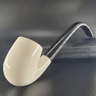 Smooth bend churchwarden meerschaum pipe handcarved block meerschaum CPW520