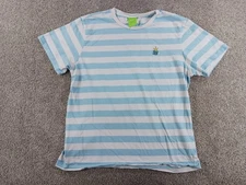 HUF XL Mens Short Sleeve T-Shirt Blue White Stripe Cotton Crew Neck