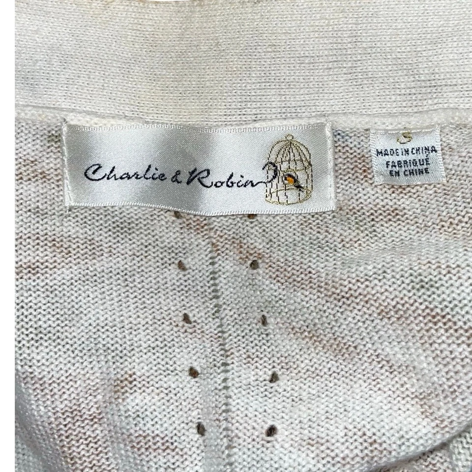 Cárdigan recortado Anthropologie Charlie & Robin estampado mezcla de lino talla: S Foto 4 de 4