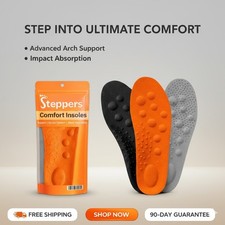 Original Steppers Comfort Boosting Massage Insoles for Heel & Plantar Fasciitis
