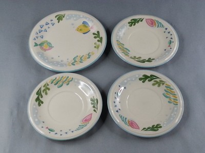 Studio Nova Barrier Reef 1 Salad Plate & 3 Saucers Set Tropical Fish Ocean Theme