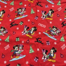 Disney Minnie Mickey Mouse Christmas Cotton Fabric Per Yard 36 x43 New