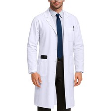 Stylish Long Sleeve White Lab Coat for Men - Polyester Blend, Small