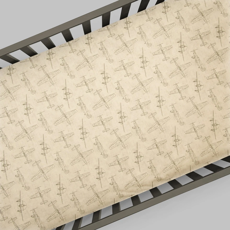Airplanes Crib Sheet Fitted 28"x52"x8" Nursery Standard - Image 3 of 4
