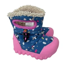 Bogs B-Moc Snow Boots Toddler 4 Multi Faux Fur Adjustable Cord Pink Waterproof