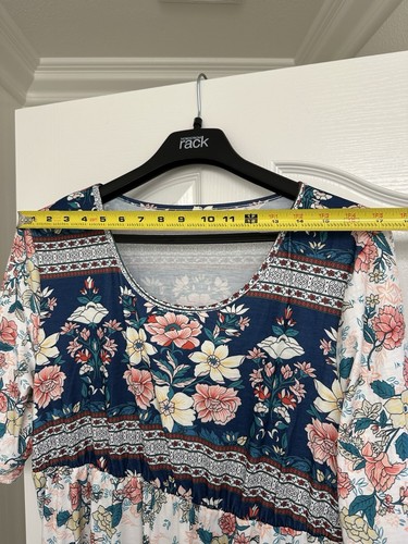 Womens Boho Floral Maxi Dress Ladies Short Sleeve Casual loose Sundress XL - Picture 4 of 9
