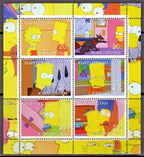 Kirghizistan 2000 I Simpson Foglio Animazione (6) FORATO MNH