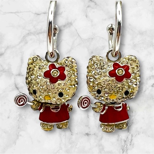 Pendientes de aro de cristal Swarovski Hello Kitty Lollipop Sanrio con caja - Imagen 7 de 15