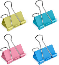 Large Binder Clips 1.6 Inch Length, Colorful, for Office (24 Pcs)