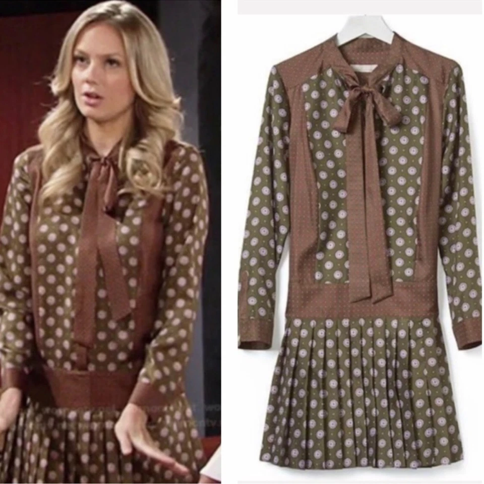 Banana Republic 100% Silk Dress Foulard Silk Bow Ascot Long Sleeve Retro 10 - Image 3 of 4