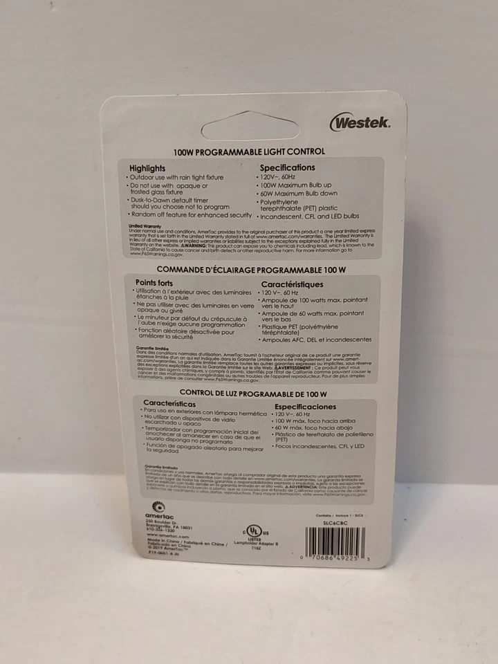 Westek SLC6C Outdoor Programmable Screw In Light Control 100W - Image 4 of 4