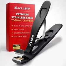 Toenail Clippers for Thick Toenails KLIPP 15 mm Angled Wide Opening, Black