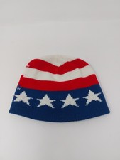 Vtg Stars Stripes USA Flag Patriot Freedom America MADE IN USA Beanie Hat Cap