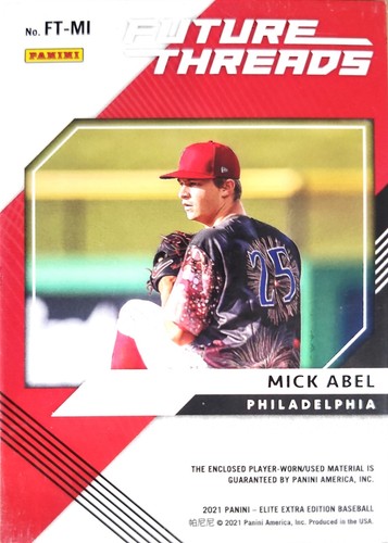 2021 Panini Elite Extra Edition - Future Threads Mick Abel #FT-MI (MEM, RC) - Picture 2 of 2