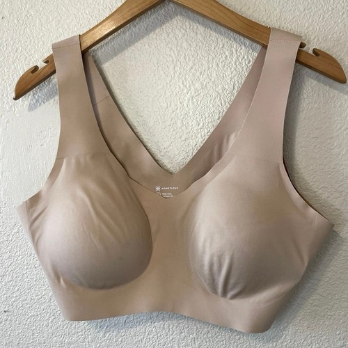 Honeylove Liftwear V-Ausschnitt nahtloser BH ohne Bügel hellbraun/sand Größe 1X