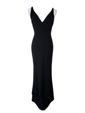 Lulus Black Floor Length Gown  V Neck Sleeveless Dress Fit & Flare Size XS