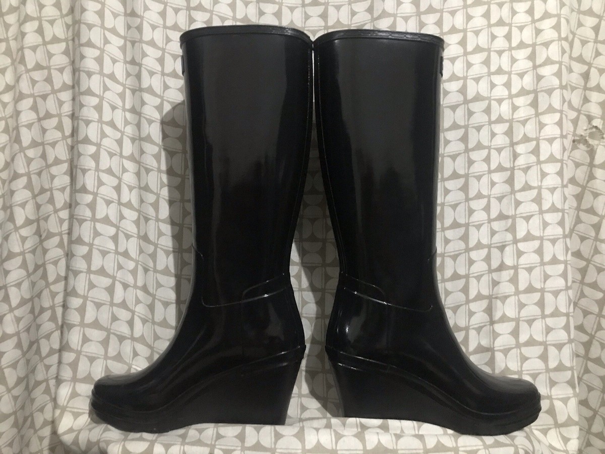 Hunter High Heel Wellies RARE HUNTER BLACK REFINED TALL
