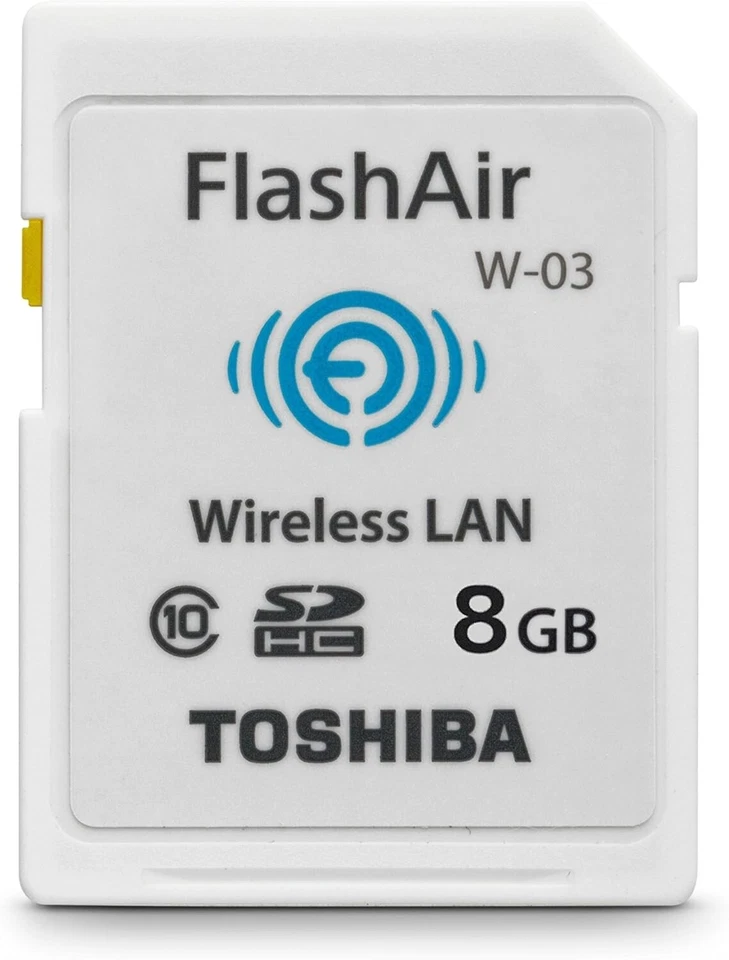 Tarjeta de memoria LAN inalámbrica TOSHIBA FlashAir W-03 8 GB SDHC Clase 10 usada probada Foto 3 de 3