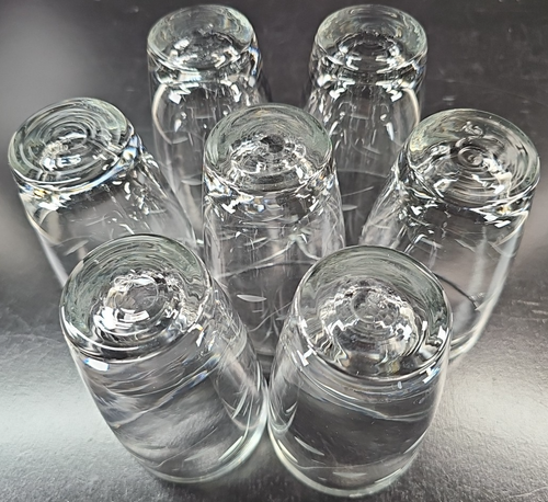 (7) Libbey Windswept 10 Oz Tumblers Set Vintage Clear Floral Cut Glasses MCM Lot - Picture 20 of 24