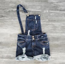 Dark Denim Distressed BR Overalls