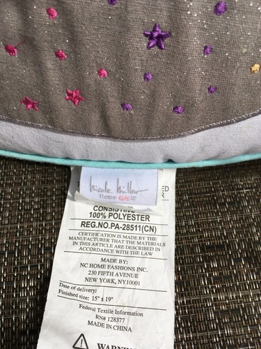 Nicole Miller Unicorn Head Throw Pillow Gray Green Pink White Silver - Picture 4 of 4