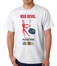 RED DEVIL SPRAY PAINT T-SHIRT TEE VINTAGE LABEL DESIGN - CAN COLLECTIBLE