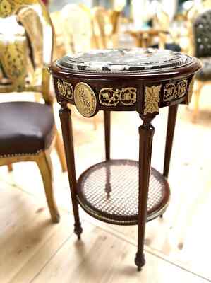 Royal Baroque Side Table Marble Top Handmade Side Table Brown Coffee Table Decor