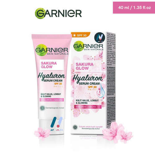 GARNIER Sakura Glow Serum Day Cream SPF30 P+++ UVA UVB Moisturizer Bright 2x40ml - Picture 14 of 23