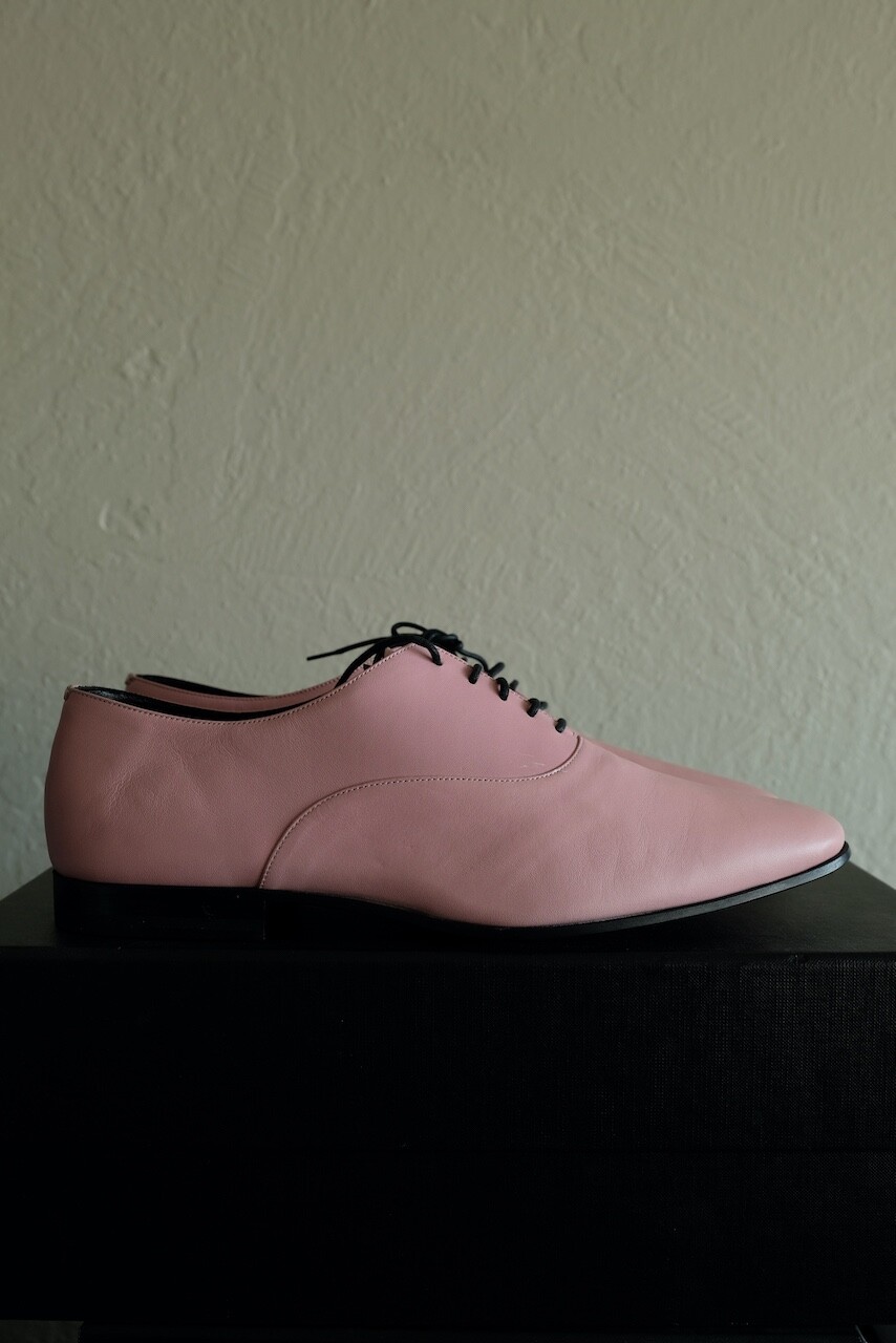 Scarpe derby Oxford Saint Laurent Paris pelle rosa Hedi Slimane 42 9 rare nappa