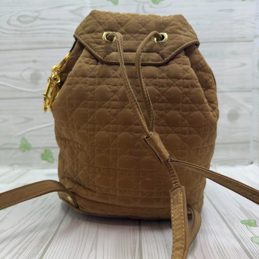 Sac à dos Christian Dior Lady Dior cannage cuir marron bon état