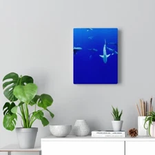 Sharks in Deep Sea Stretched Canvas
