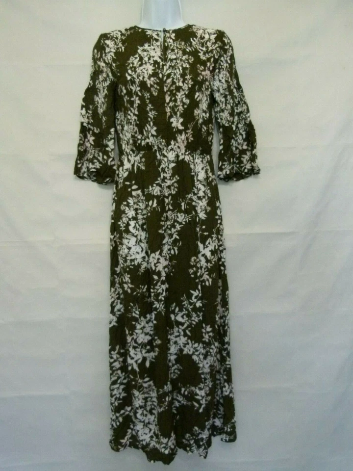 A.N.A. Vestido largo para mujer A new approach caqui/blanco patrón tropical talla S  Foto 2 de 4