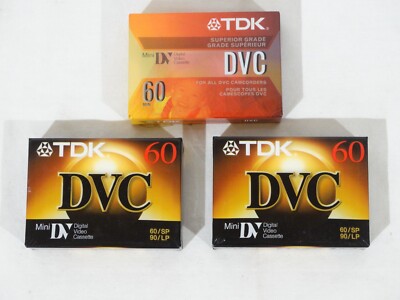 Lot Of (3) TDK Mini DV 60 Min DVC Blank Digital Video Cassette Tapes New, Sealed