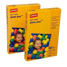 2 Boxes Staples Photo Plus 4" X 6" Glossy Photo Printer Paper 120 Sheets Total