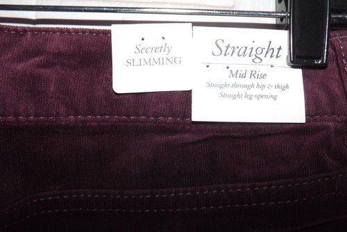 Croft & Barrow Women's Corduroy Jeans Sz 16L Eggplant Straight Slimming Stretch - Picture 3 of 4