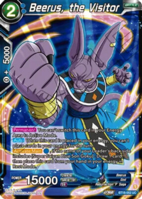 NM-Mint DBS:M Beerus, the Visitor - BT18-052 - UC - Foil Dawn of the Z-Legends (