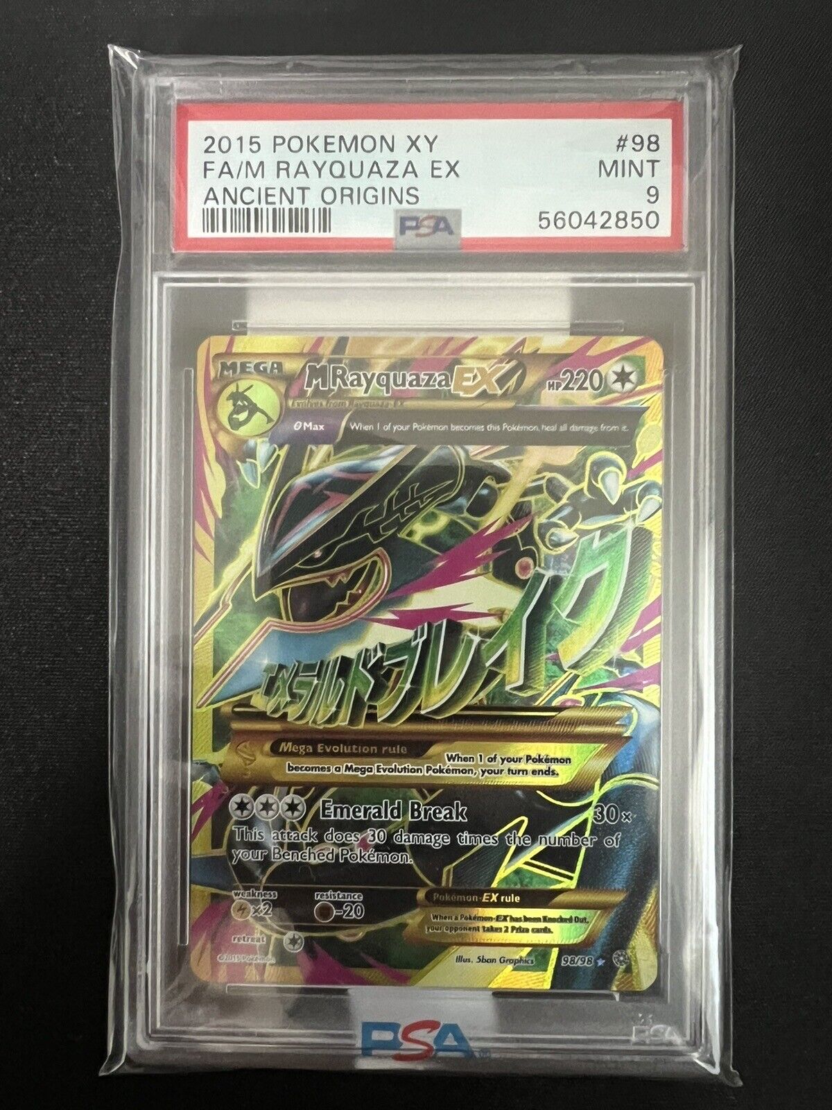 Mega M Rayquaza EX PSA 9 Shiny XY Ancient Origins 98/98