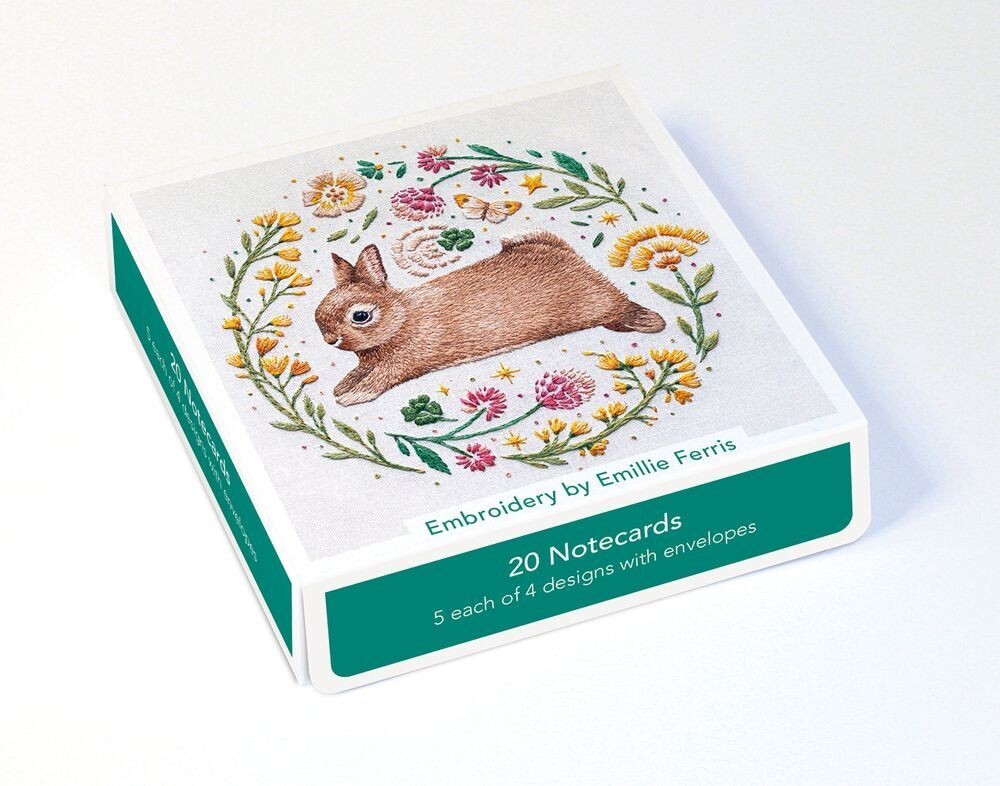Embroidery by Emillie Ferris Box of 20 Notecards with Envelopes