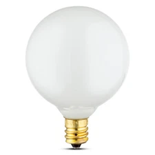 25G16.5 Mini Globe Bulbs 120V 25W G16.5 Candelabra E12 Base Satin White Dimmable