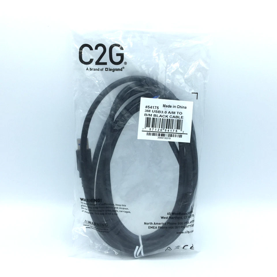 C2G 54175 C2G 3m USB 3.0 A Male to B Male Black Cable 9.8ft - USB - Image 4 of 4