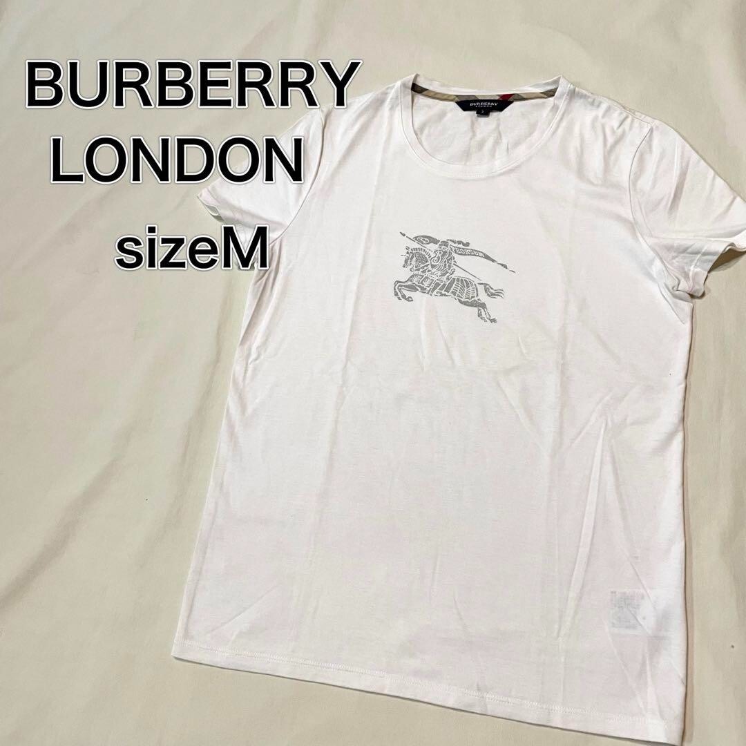 Burberry London Short Sleeve T-Shirt Horse Logo Print White Women Size 2 Used