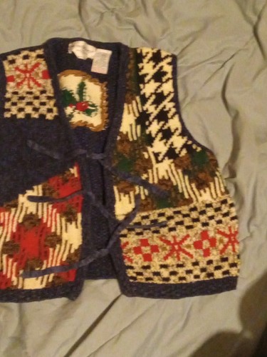 The Eagle's Eye Sweater Vest Hand Knit Vintage Front Tie 1994 - Picture 4 of 9