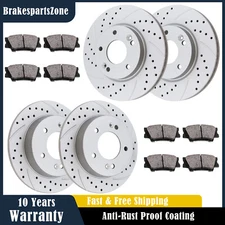 Fit for Hyundai Elantra Front Rear Brake Rotors Brake Pads Kit Slotted Brakes