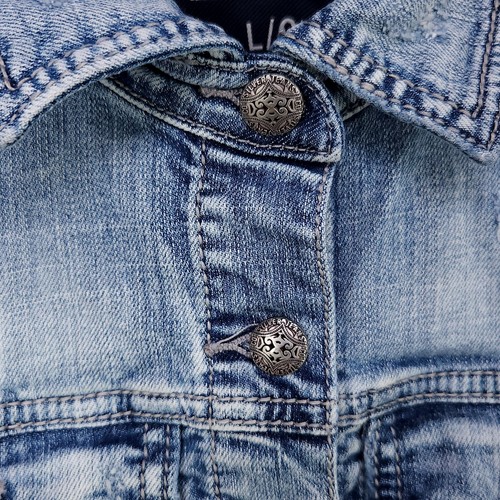 Silver Jeans Women's Denim Vest Size Large Distressed Raw Hem Grunge Y2K - Picture 8 of 11