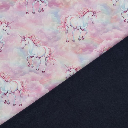 Stoff Meterware Einhorn Wolken rosa Softshell - Bild 4 von 5