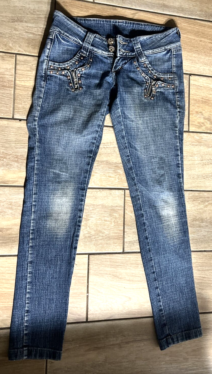 Vintage CK Jeans Wear Skinny Low Rise Studs Zippers Sz 36 /6 See Details b1L