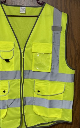New XXL Unisex 9 Pocket Class 2 High Vis Yellow Reflective Safety Vest•Durable - Picture 10 of 14
